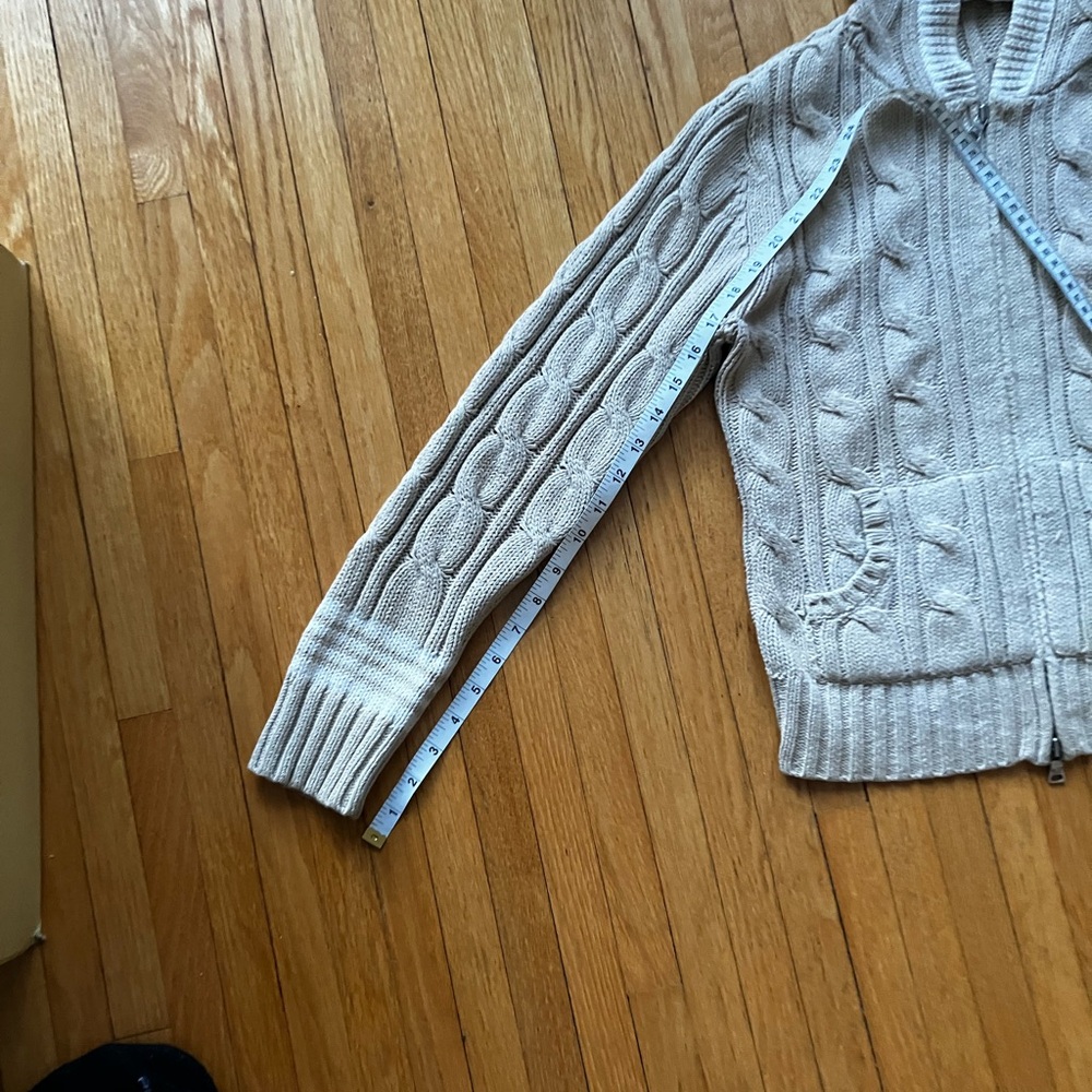 Polo Ralph Lauren Beige Zip-Up Cable Knit academic preppie old money tennis - Picture 6 of 12